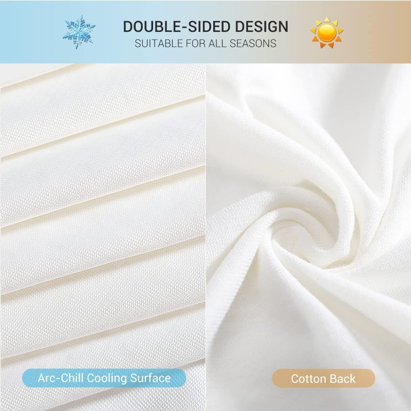 Marchpower Cooling Pillow Cases for Hot Sleepers Queen Size, Japanese Arc-Chill Cool Pillow Cases Double Design 2 Pack, Zipperd Breathable Skin-Friendly Cooling Pillowcase (20 X 30 inches)-White - Image 4
